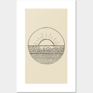 Sun-lit Ocean Sketch Posters and Art